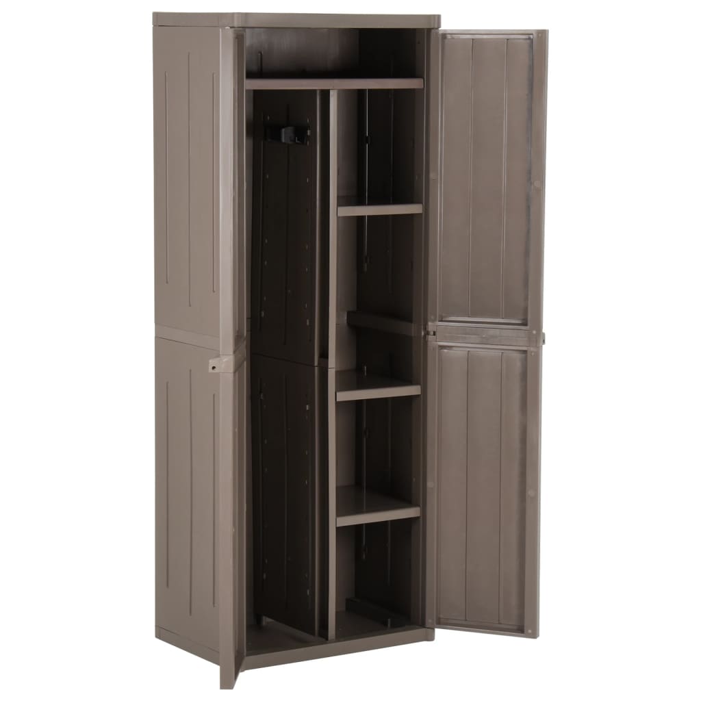 vidaXL Garden Storage Cabinet Brown 25.6"x17.7"x67.7" PP Wood Look