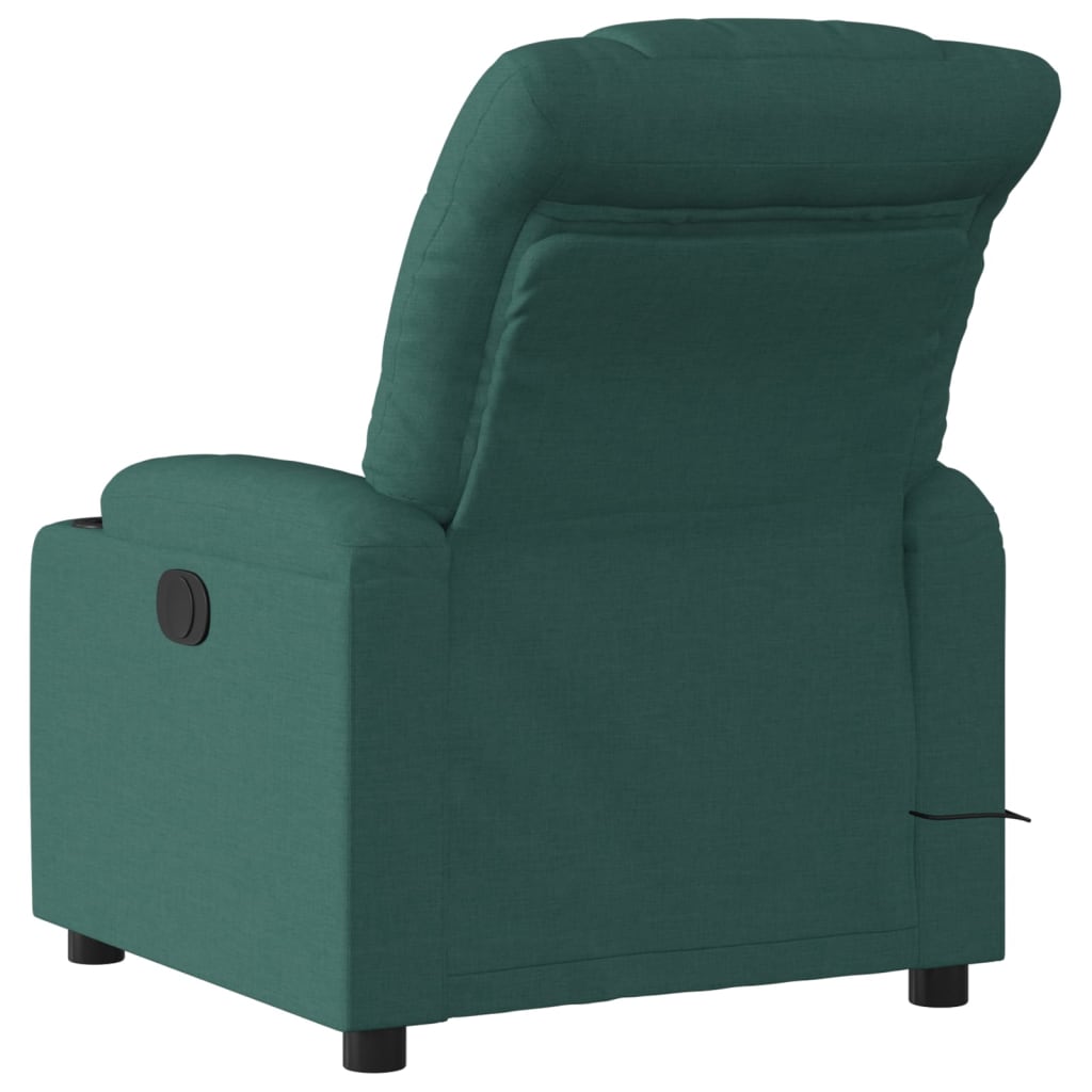 vidaXL Massage Recliner Chair Dark Green Fabric