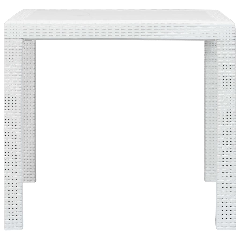 vidaXL Patio Table White 31.1"x31.1"x28.3" Plastic Rattan Look