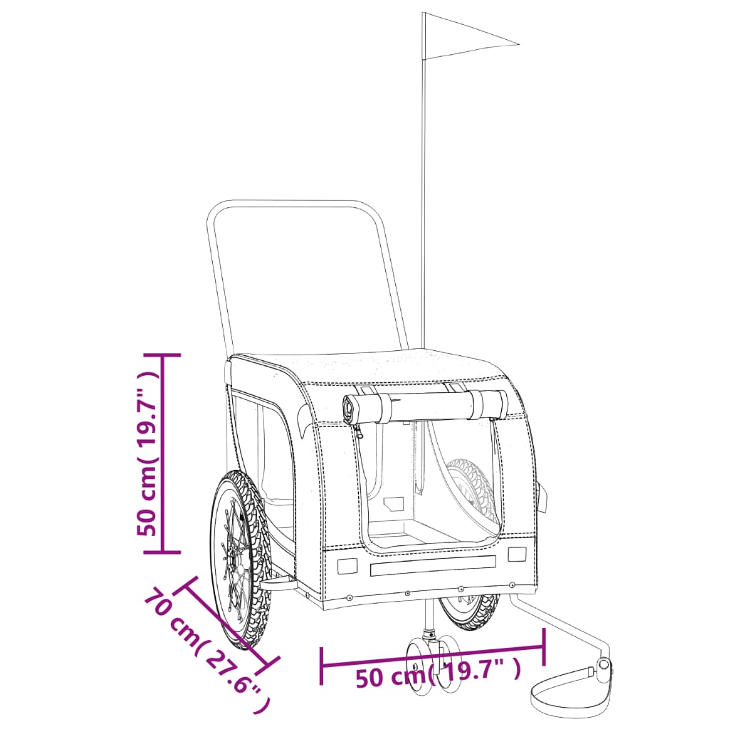 vidaXL Pet Bike Trailer Gray and Black Oxford Fabric and Iron