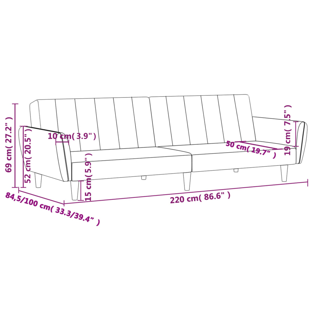 vidaXL 2-Seater Sofa Bed Black Fabric