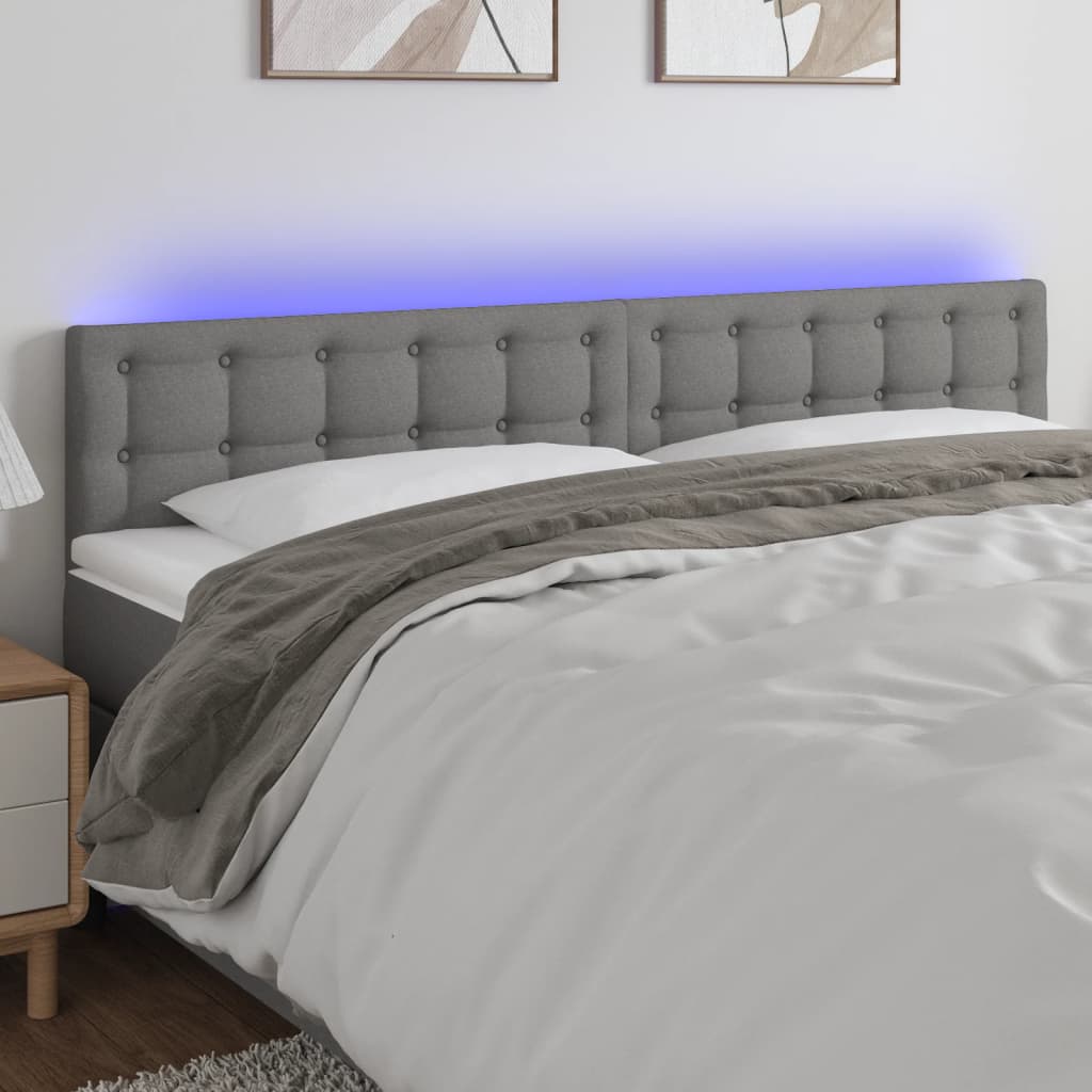 vidaXL LED Headboard Dark Gray 63"x2"x30.7"/34.6" Fabric