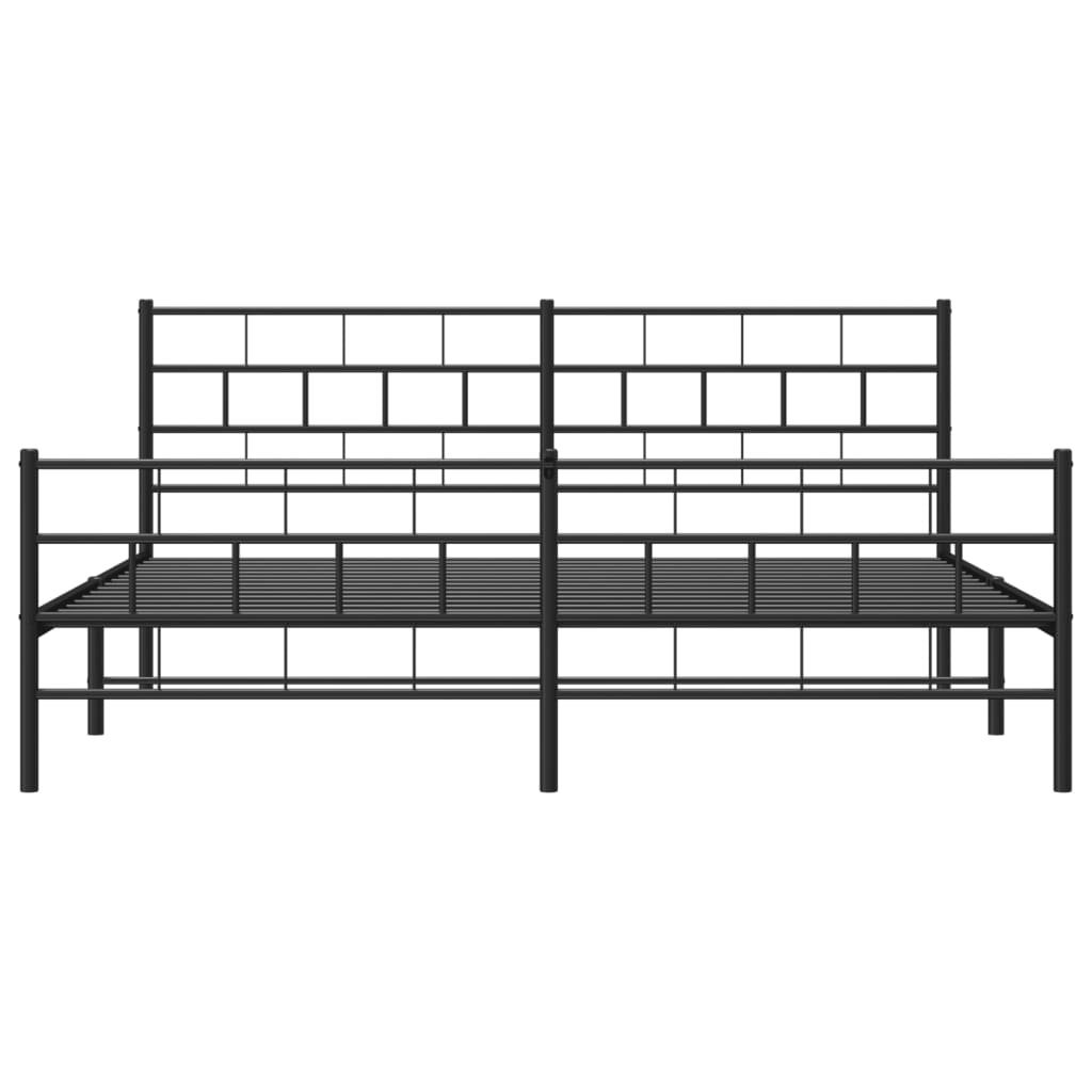 vidaXL Metal Bed Frame without Mattress with Footboard Black 72"x83.9"