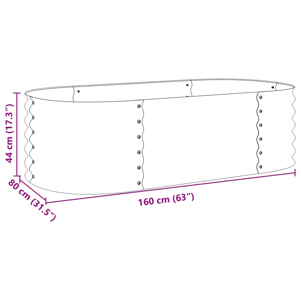 vidaXL Garden Raised Bed 63"x31.5"x17.3" Galvanized Steel Silver