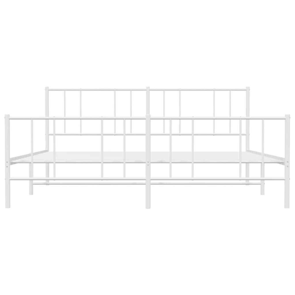 vidaXL Metal Bed Frame without Mattress with Footboard White 76"x79.9"