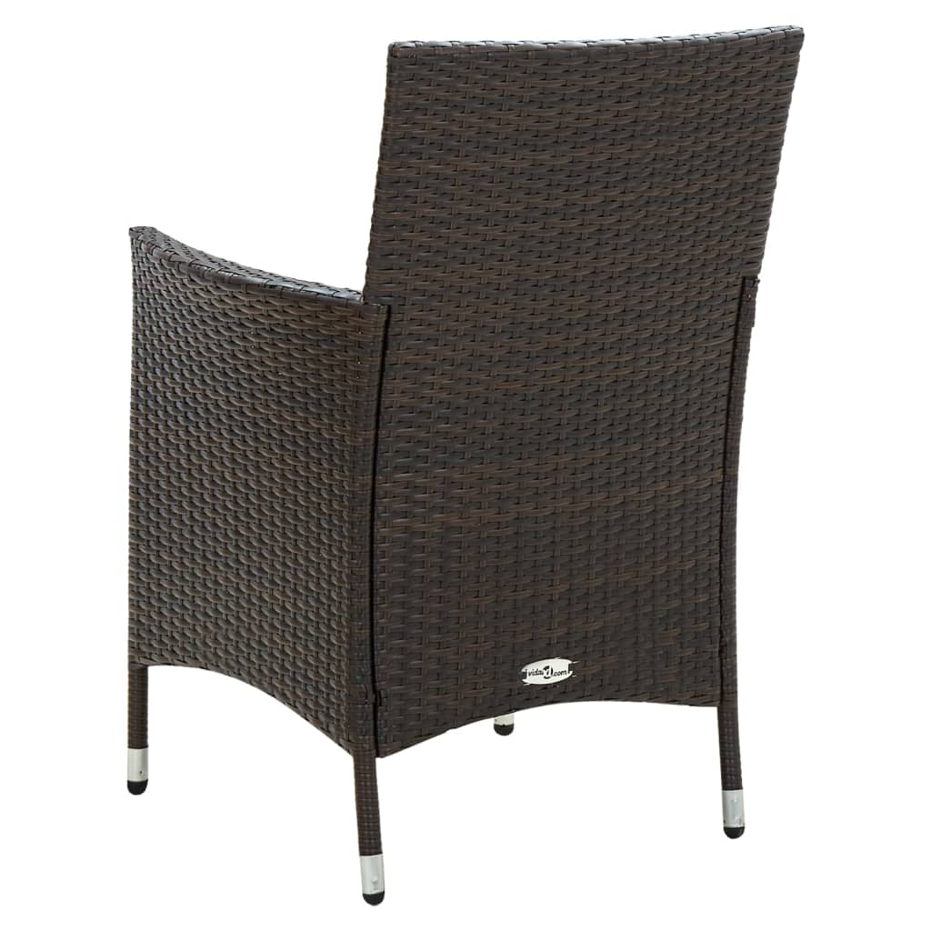 vidaXL 3 Piece Patio Dining Set Poly Rattan Brown