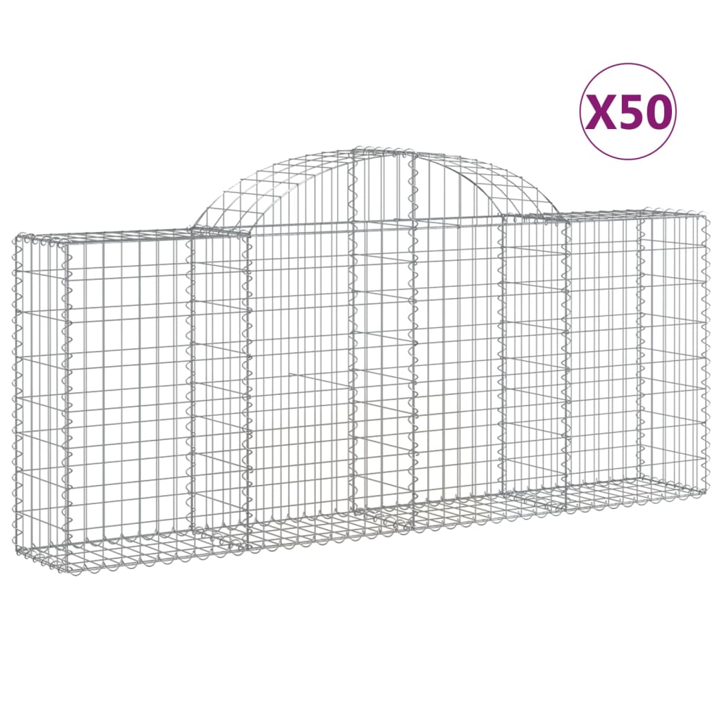 vidaXL Arched Gabion Baskets 50 pcs 78.7"x11.8"x31.5"/39.4" Galvanized Iron