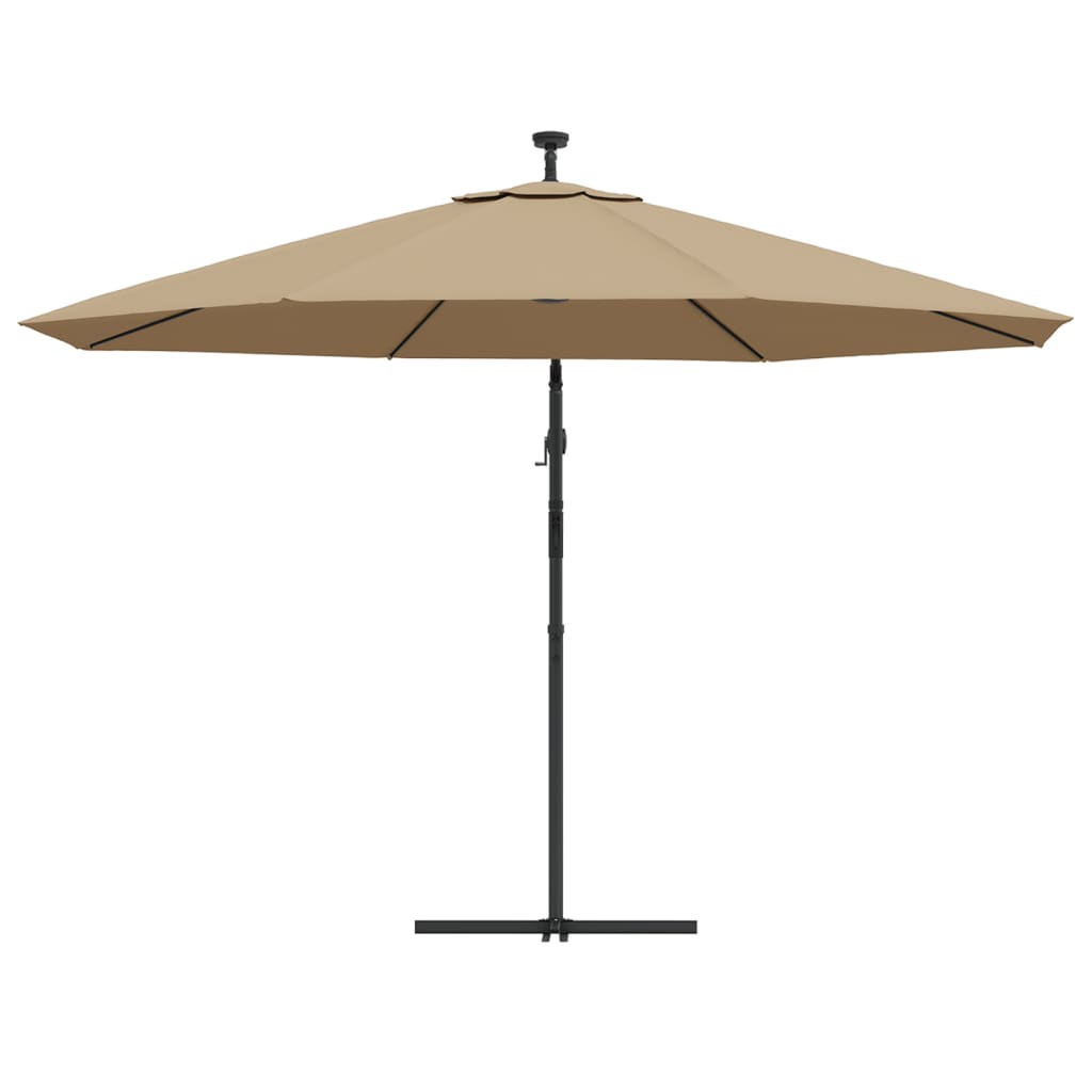 vidaXL Cantilever Garden Parasol with LED Lights and Metal Pole 137.8" Taupe