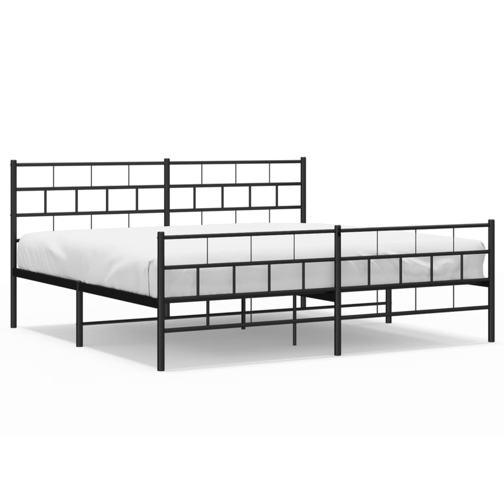 vidaXL Metal Bed Frame without Mattress with Footboard Black 76"x79.9"