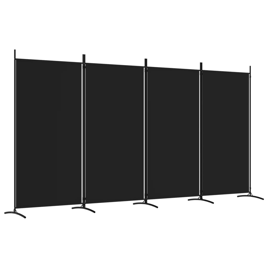 vidaXL 4-Panel Room Divider Black 136.2"x70.9" Fabric