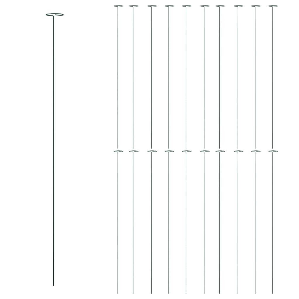 vidaXL Garden Plant Stakes 20 pcs Dark Green 35.8" Steel