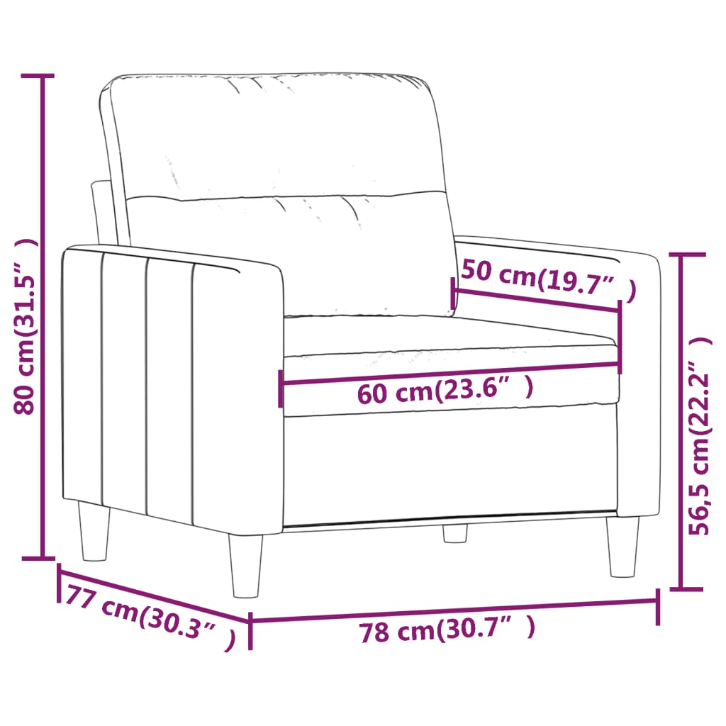 vidaXL Sofa Chair Dark Gray 23.6" Fabric