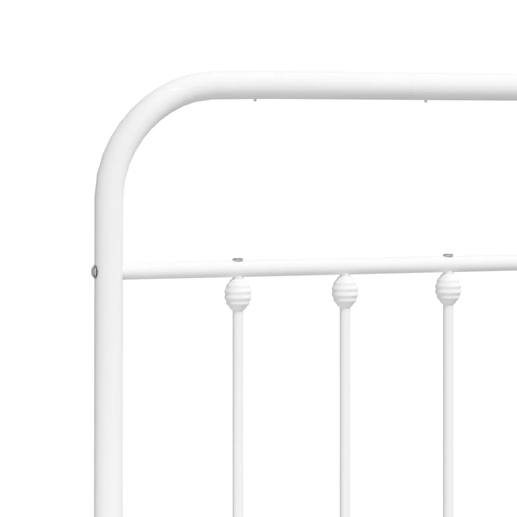 vidaXL Metal Bed Frame without Mattress with Footboard White 53.1"x74.8"