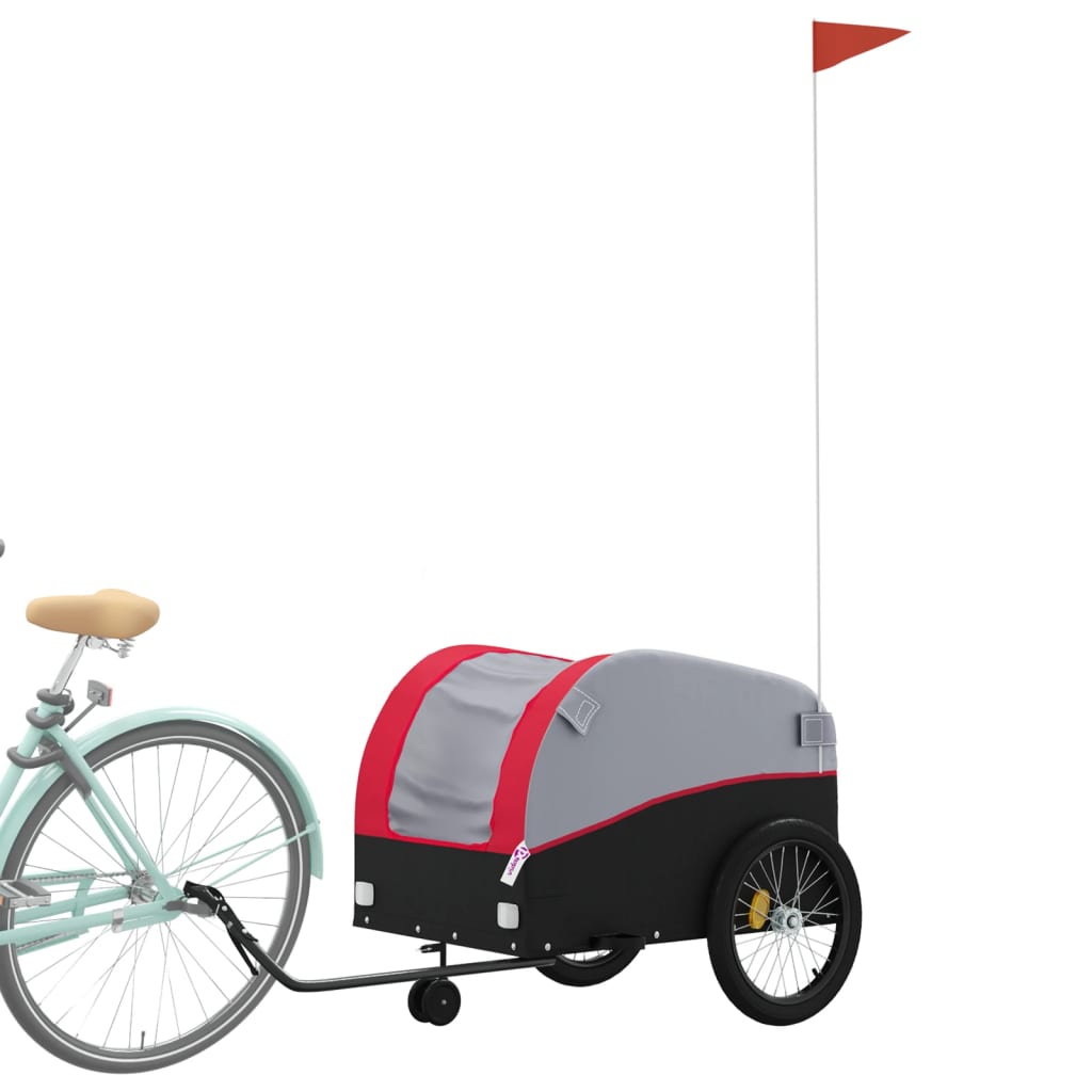 vidaXL Bike Trailer Black and Red 99.2 lb Iron