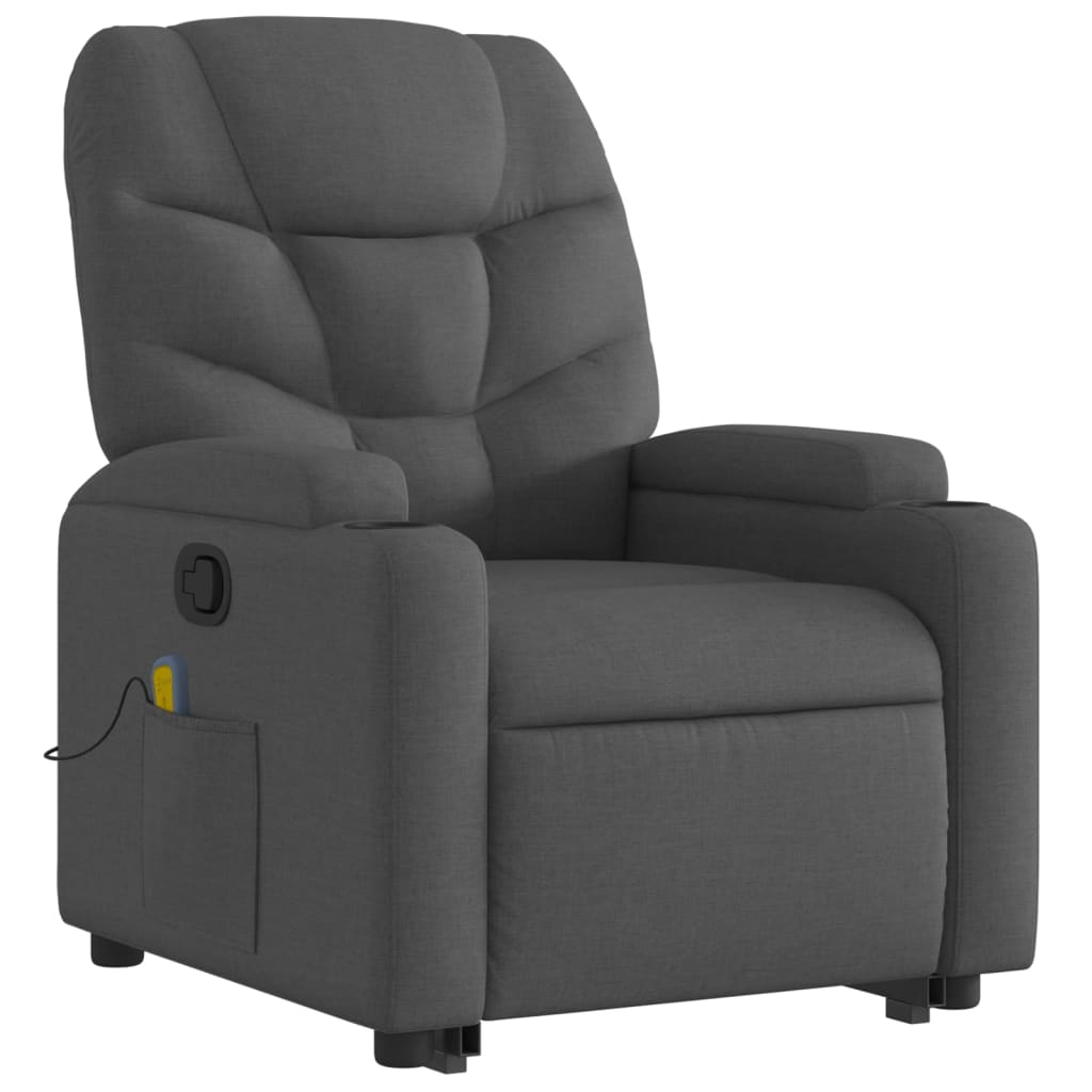 vidaXL Stand up Massage Recliner Chair Dark Gray Fabric