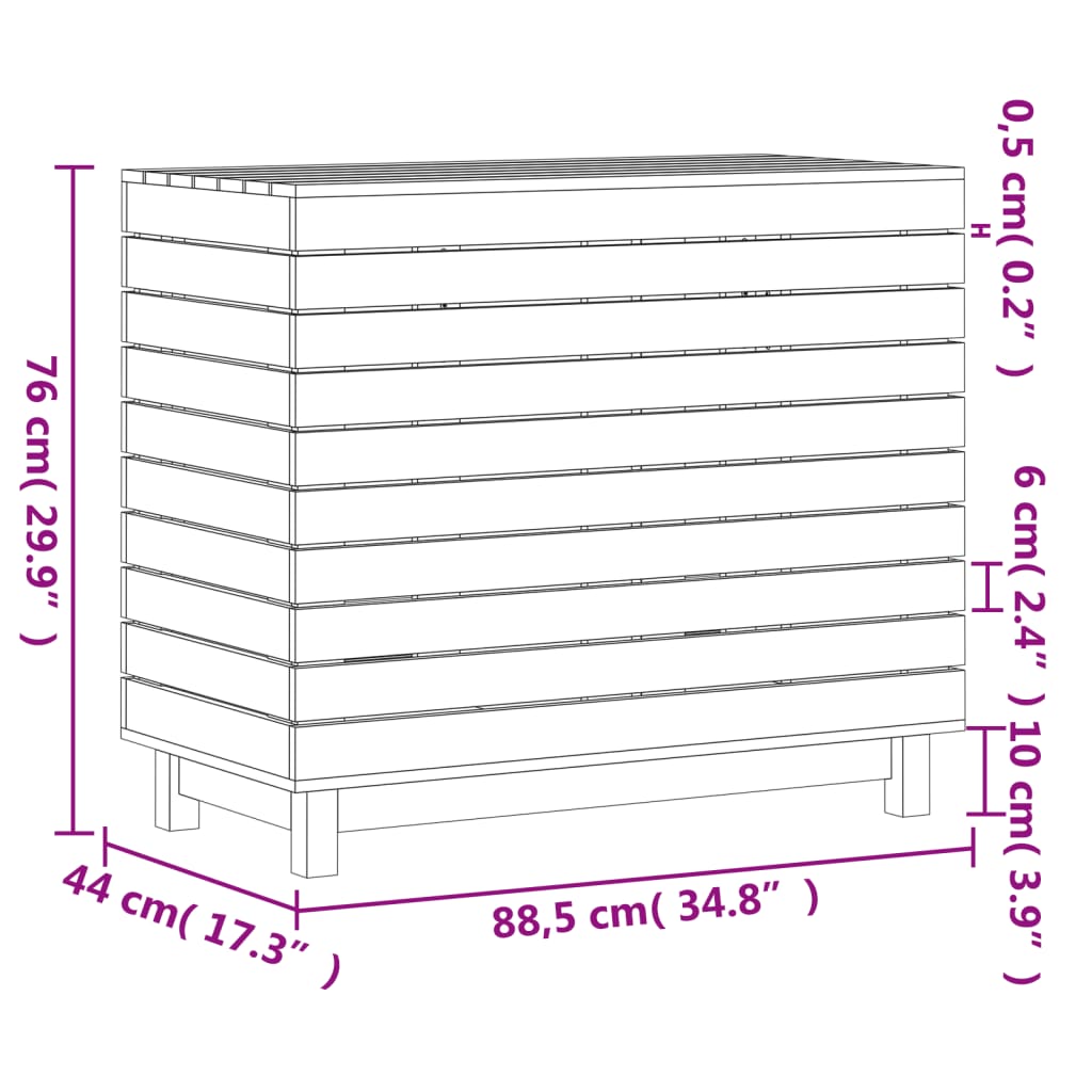 vidaXL Laundry Basket 34.8"x17.3"x29.9" Solid Wood Pine