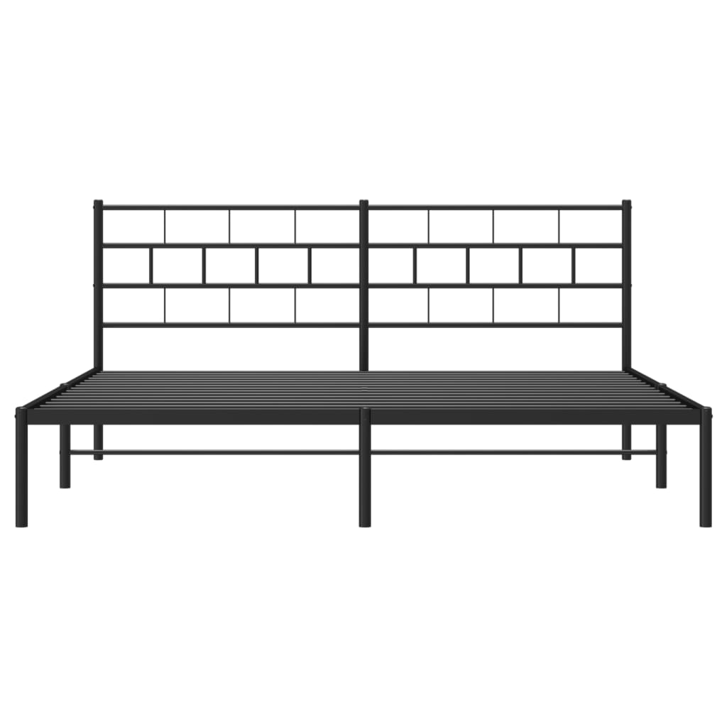 vidaXL Metal Bed Frame without Mattress with Headboard Black 72"x83.9"