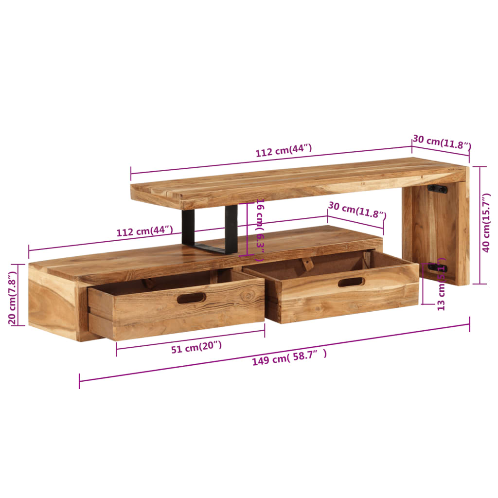 vidaXL TV Stand Solid Wood Acacia