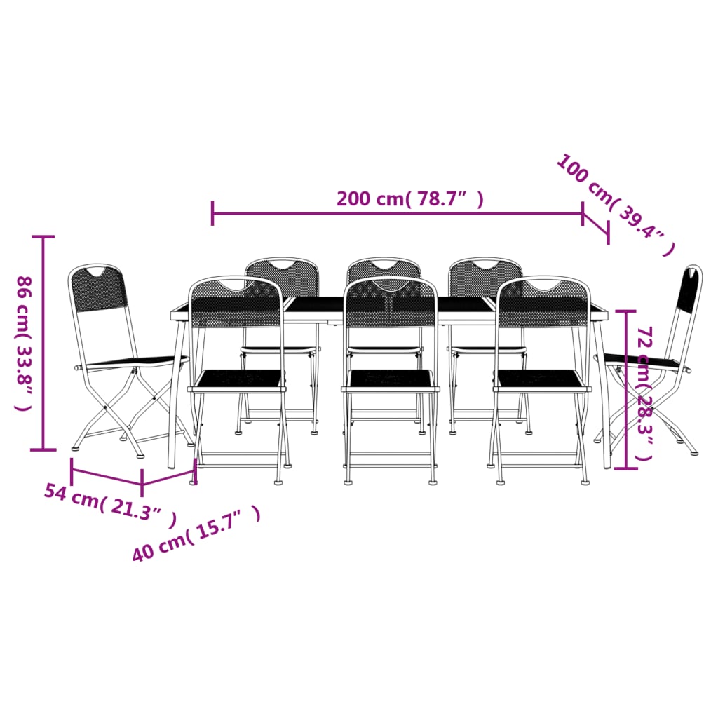 vidaXL 9 Piece Patio Dining Set Anthracite Metal Mesh