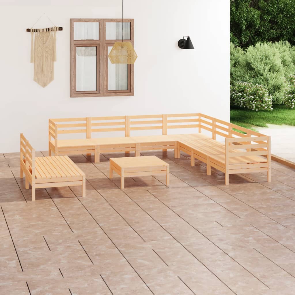 vidaXL 10 Piece Patio Lounge Set Solid Pinewood