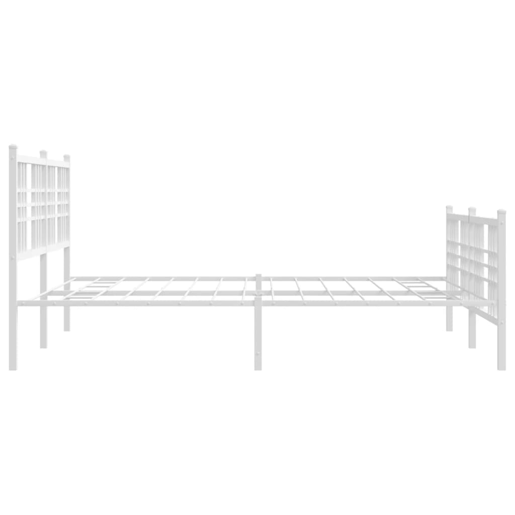 vidaXL Metal Bed Frame without Mattress with Footboard White 59.1"x78.7"