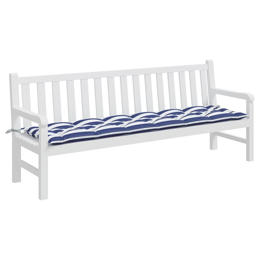 vidaXL Garden Bench Cushion Blue&White Stripe 78.7"x19.7"x2.8" Fabric