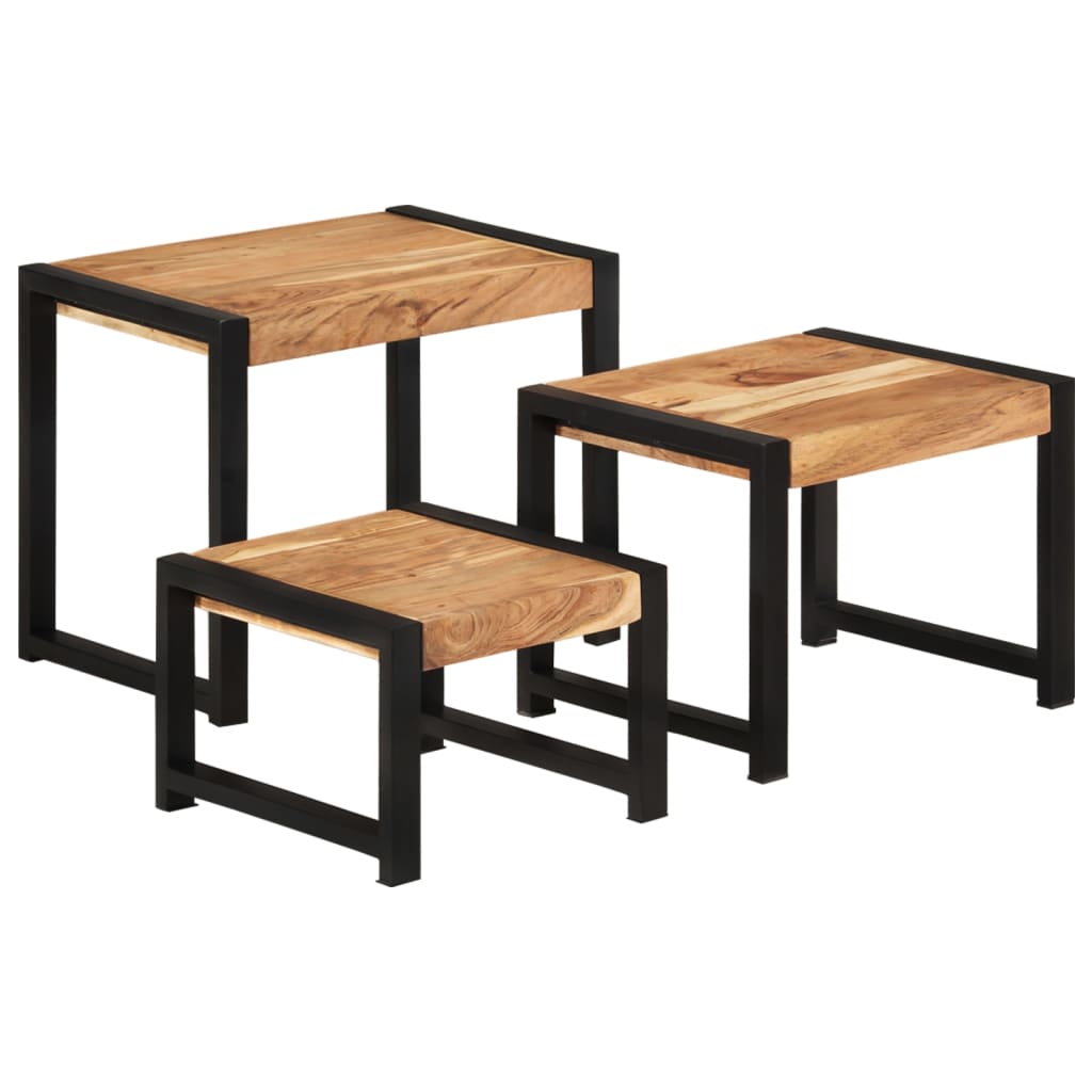 vidaXL Nesting Tables 3 pcs Solid Wood