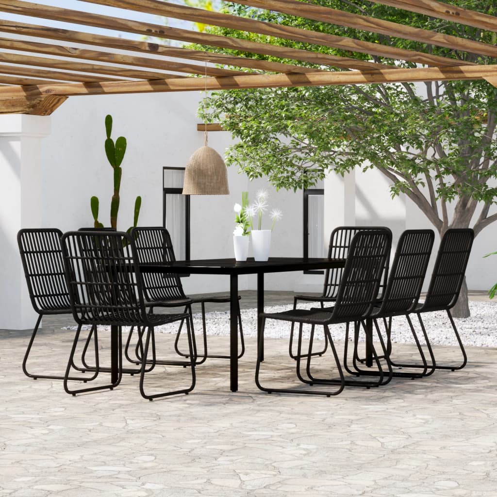 vidaXL 9 Piece Patio Dining Set Black