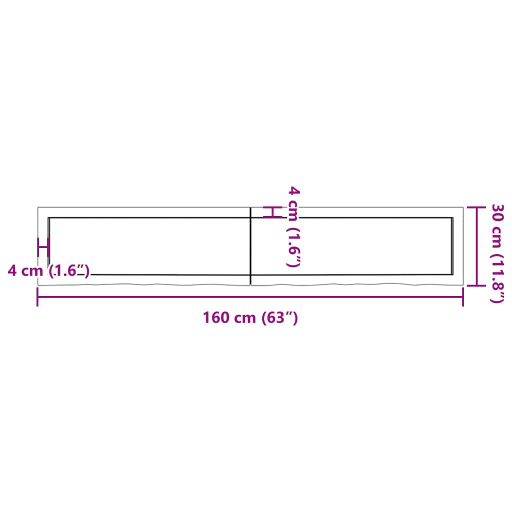 vidaXL Wall Shelf Light Brown 63"x11.8"x(0.8"-1.6") Treated Solid Wood Oak