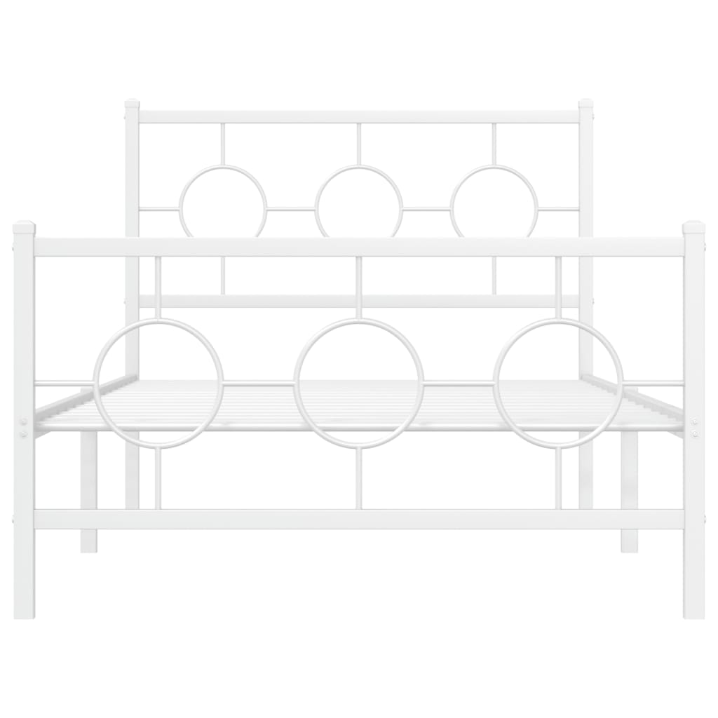 vidaXL Metal Bed Frame without Mattress with Footboard White 39.4"x78.7"