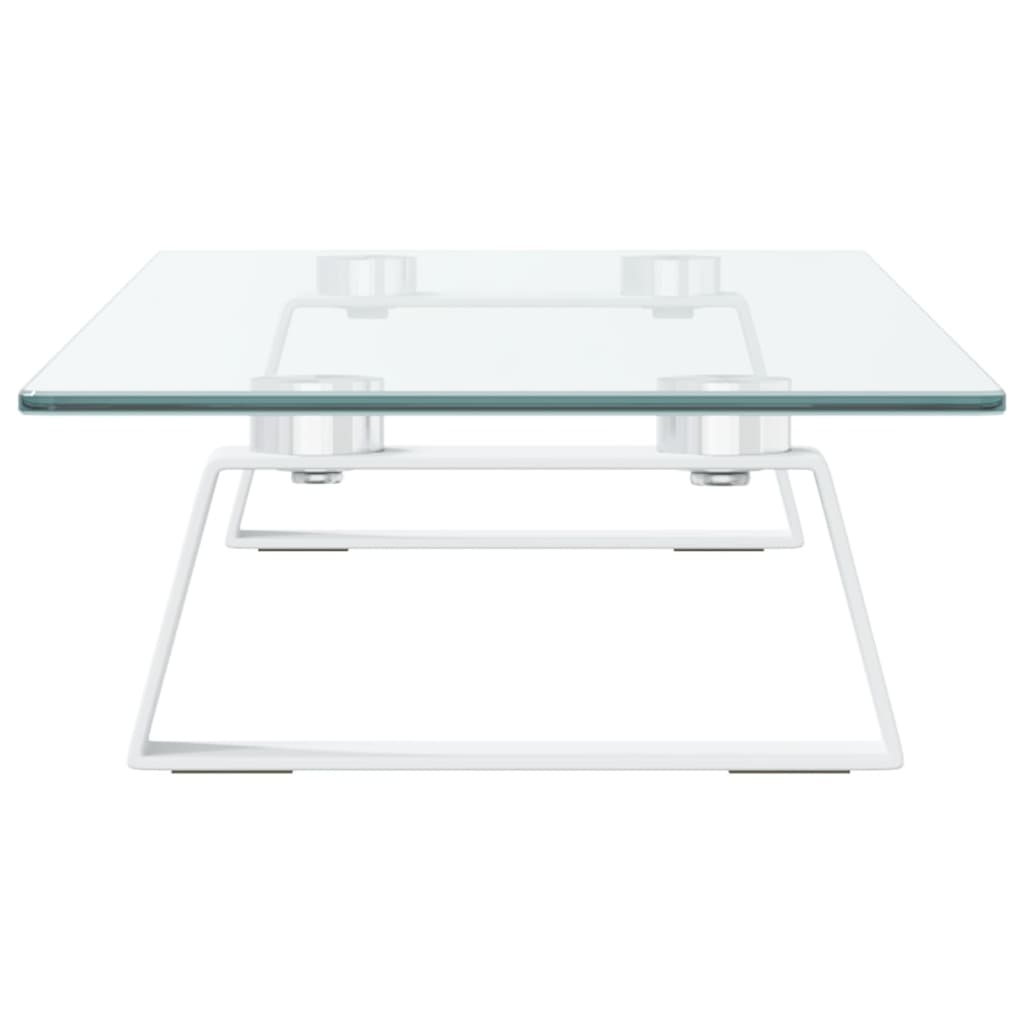 vidaXL Monitor Stand White 23.6"x7.9"x3.1" Tempered Glass and Metal