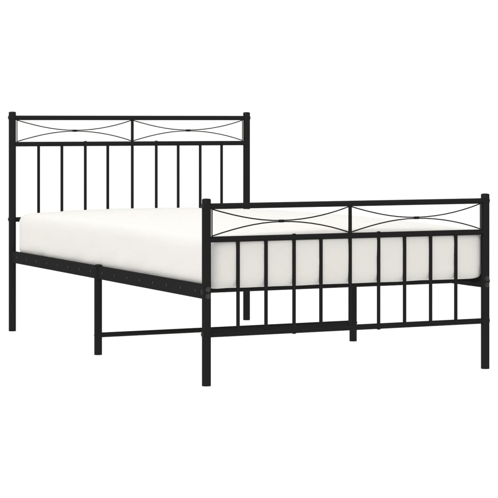 vidaXL Metal Bed Frame without Mattress with Footboard Black 39.4"x78.7"