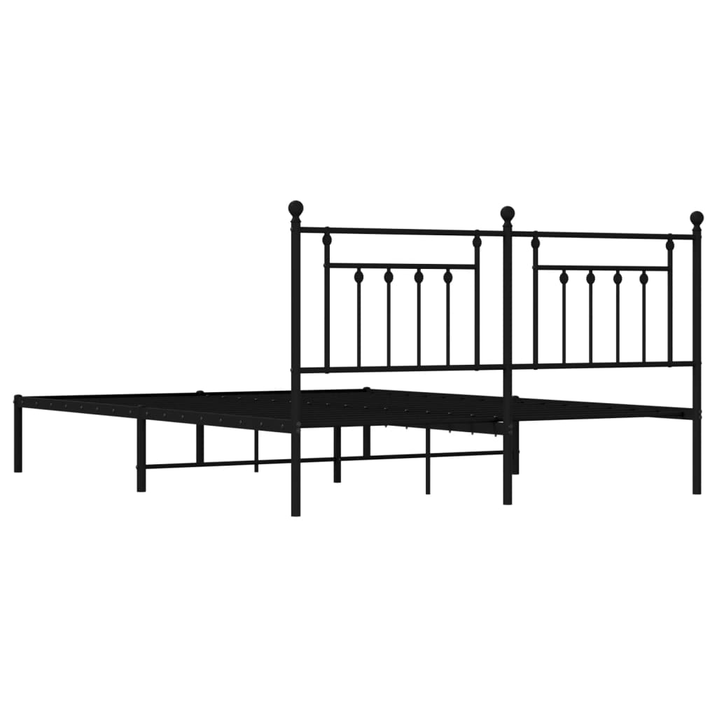 vidaXL Metal Bed Frame with Headboard Black 72"x83.9" California King