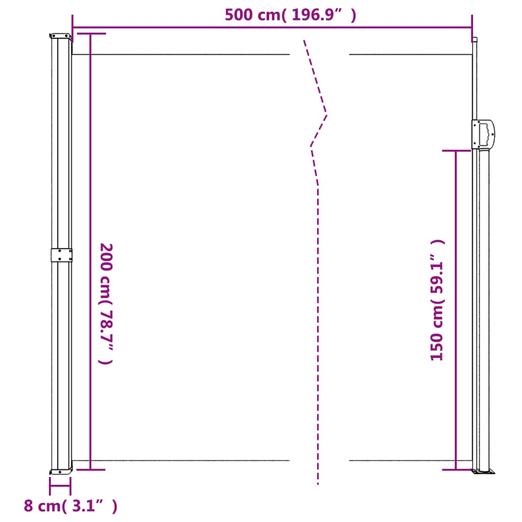 vidaXL Retractable Side Awning Anthracite 78.7"x196.9"