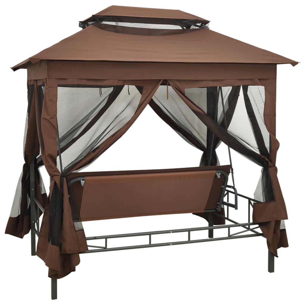 vidaXL Gazebo Convertible Swing Bench Coffee