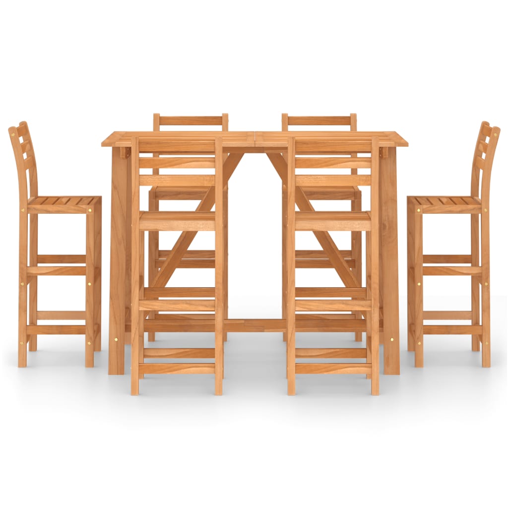 vidaXL 7 Piece Patio Bar Set Solid Acacia Wood