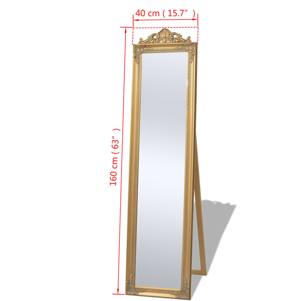 vidaXL Free-Standing Mirror Baroque Style 63"x15.7" Gold