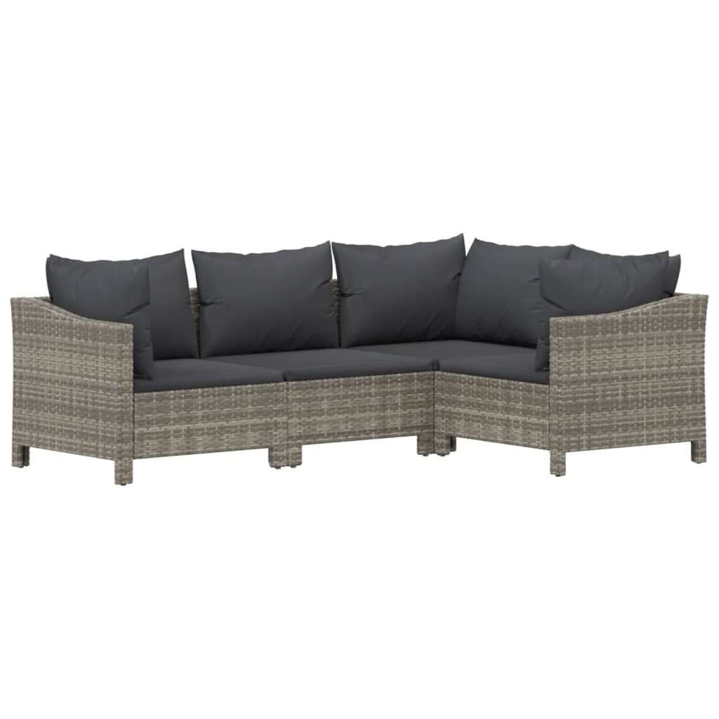 vidaXL 5 Piece Patio Lounge Set with Cushions Gray Poly Rattan