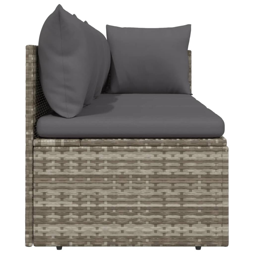 vidaXL 3 Piece Patio Lounge Set with Cushions Gray Poly Rattan