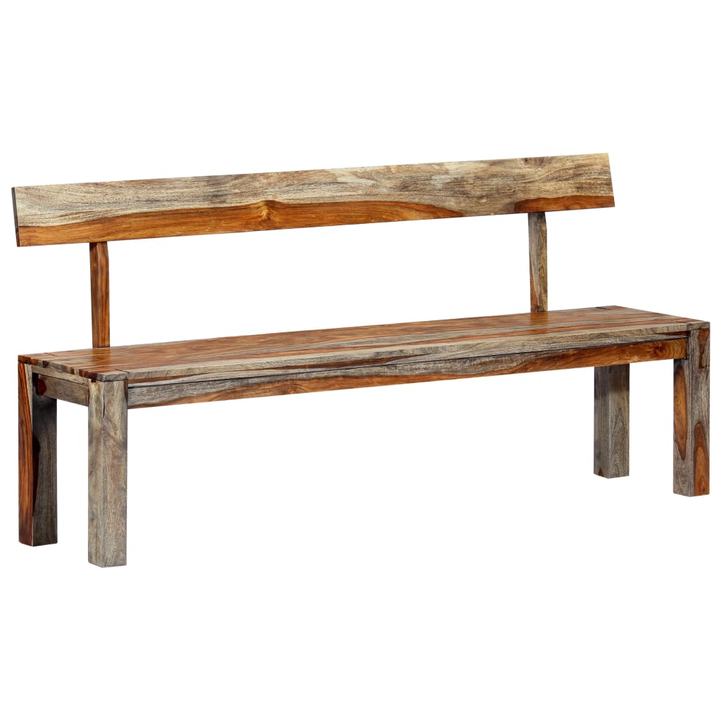 vidaXL Bench 63" Gray Solid Sheesham Wood