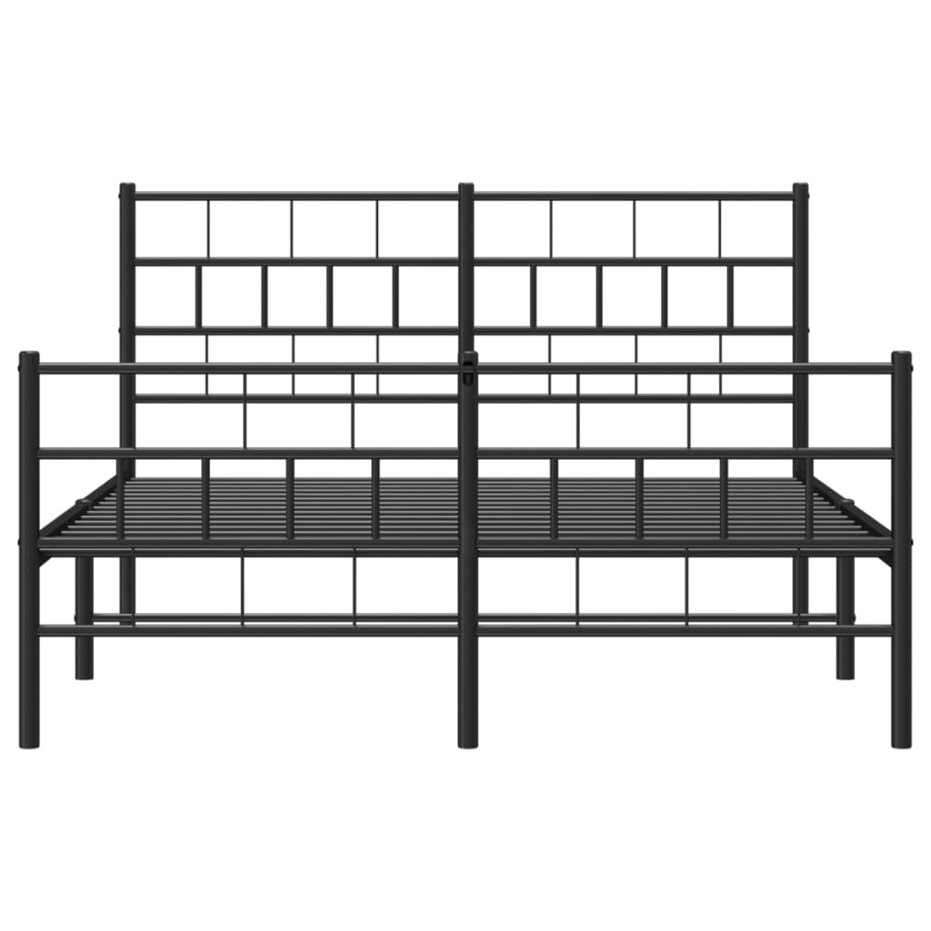 vidaXL Metal Bed Frame without Mattress with Footboard Black 53.1"x74.8"