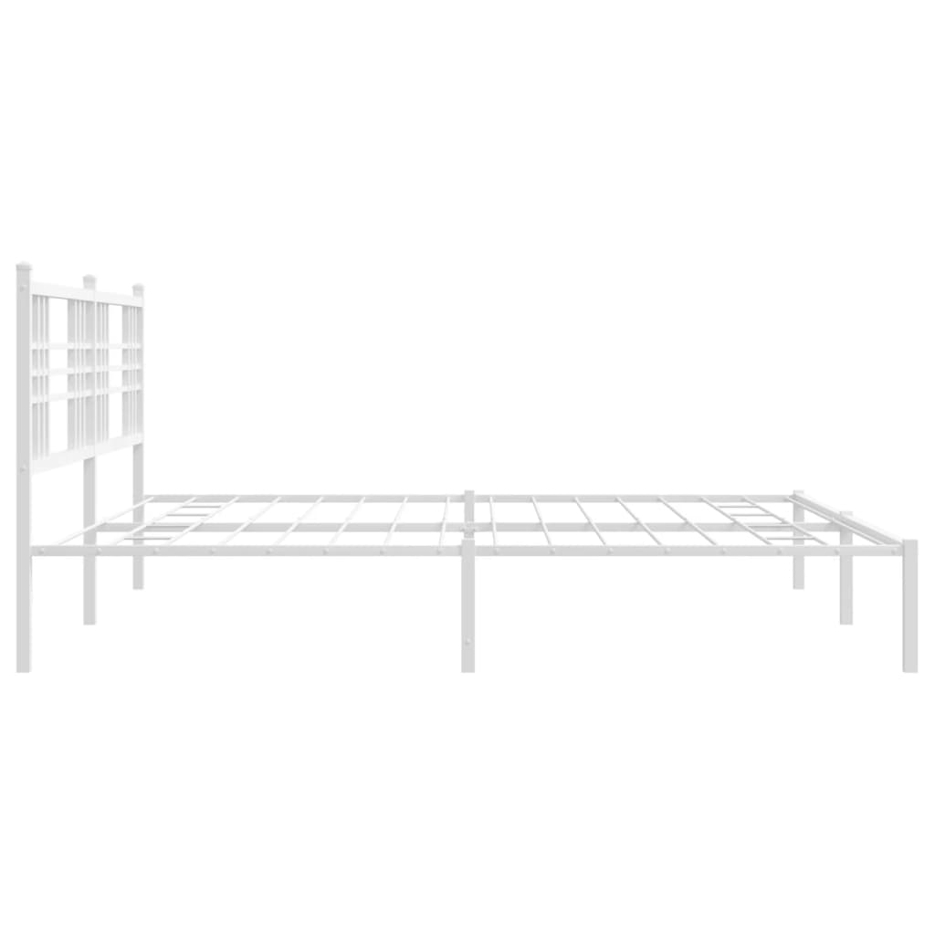 vidaXL Metal Bed Frame without Mattress with Headboard White 76"x79.9"