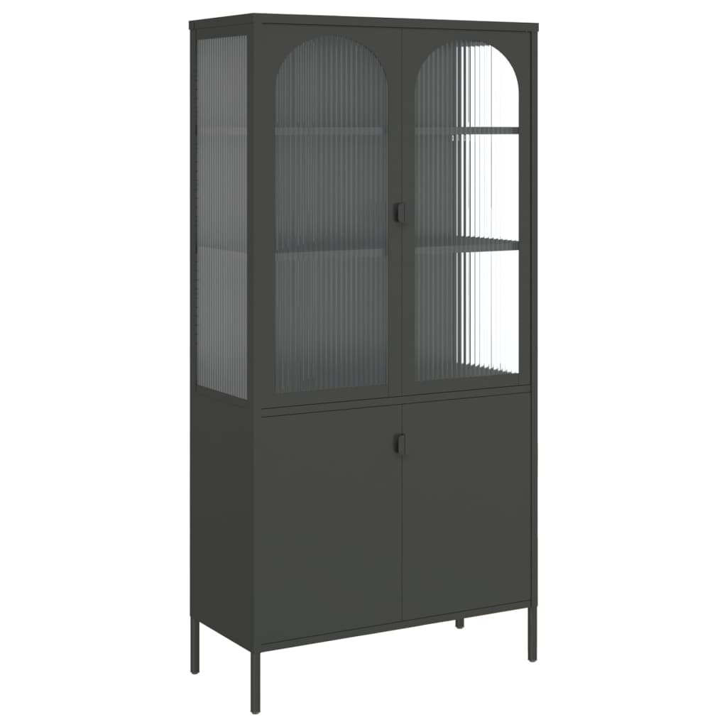 vidaXL Highboard Black 35.4"x15.7"x70.9" Glass and Steel