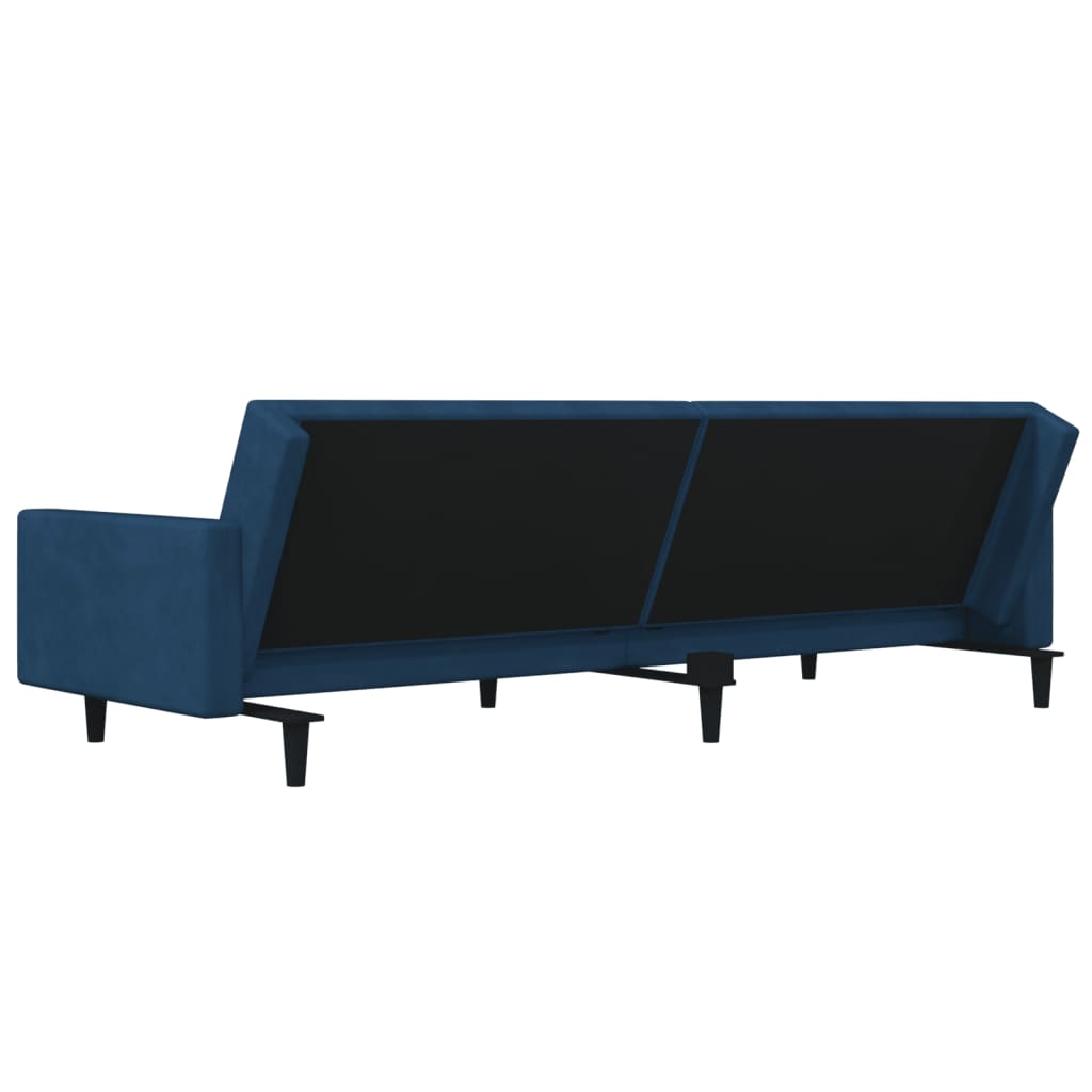 vidaXL 2-Seater Sofa Bed with Two Pillows Blue Velvet