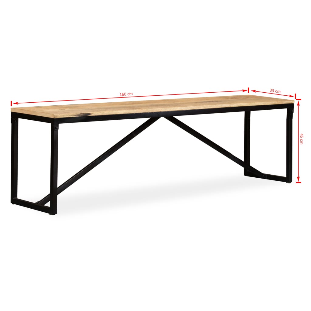 vidaXL Bench Solid Mango Wood 63"x13.8"x17.7"