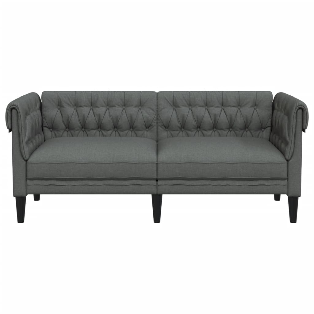 vidaXL Chesterfield Sofa 2-Seater Dark Gray Fabric