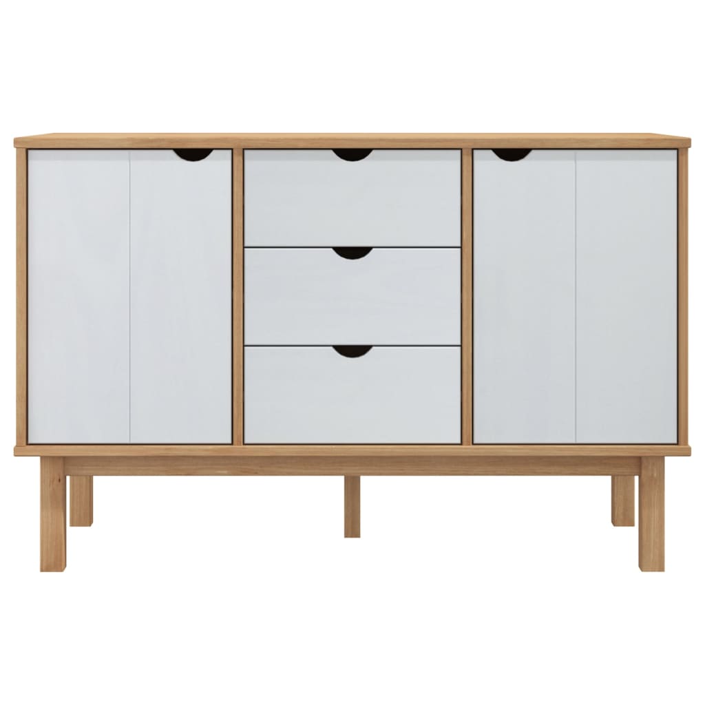 vidaXL Sideboard OTTA Brown and White 44.7"x16.9"x28.7" Solid Wood Pine