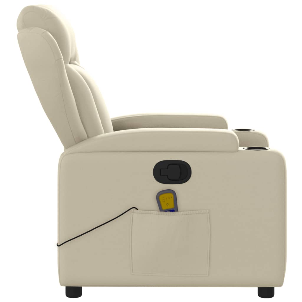 vidaXL Massage Recliner Chair Cream Faux Leather