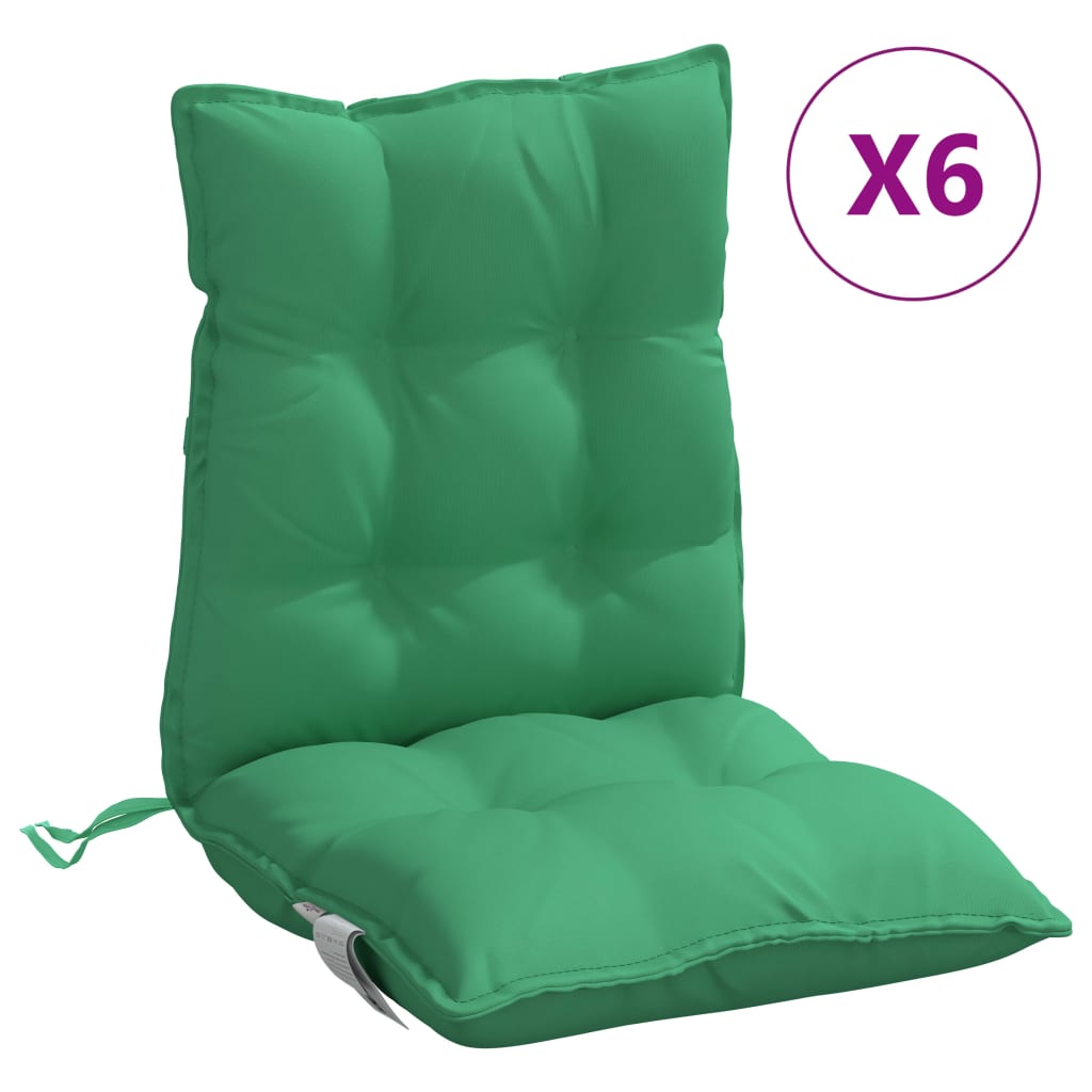 vidaXL Lowback Chair Cushions 6 pcs Green Oxford Fabric