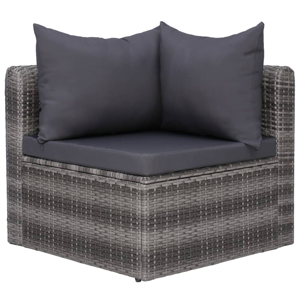 vidaXL 8 Piece Patio Lounge Set with Cushions Poly Rattan Gray